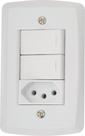 Conjunto 4x2 com 2 Interruptores Simples 10 A 250 V e 1 Tomada 2P+T 20 A 250 V Tramontina Lux2 Branc