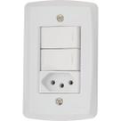 Conjunto 4x2 com 2 Interruptores Simples 10 A 250 V e 1 Tomada 2P+T 20 A 250 V Tramontina Lux2 Branco