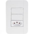 Conjunto 4x2 com 2 Interruptores Simples 10 A 250 V e 1 Tomada 2P+T 20 A 250 V Tramontina Tablet Bra Conjunto 4x2 com 2 Interruptores Simples 10 A 250 V e 1 Tomada 2P+T 20 A 250 V Tramontina Tablet Bra