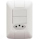 Conjunto 4x2 Com 2 Interruptores Simples 6 A 250 V E 1 Tomada 2p+t 10 A 250 V Aria Branco