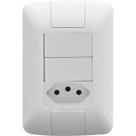 Conjunto 4x2 com 2 Interruptores Simples 6 A 250 V e 1 Tomada 2P+T 10 A 250 V Tramontina Aria Branco