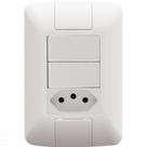 Conjunto 4x2 com 2 Interruptores Simples 6 A 250 V e 1 Tomada 2P+T 10 A 250 V Tramontina Aria Branco