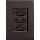 Conjunto 4x2 com 3 Tomadas 2p+t 10 a 250 V Tramontina Liz Grafite Tramontina Conjunto 4x2 com 3 Tomadas 2p+t 10 a 250 V Tramontina Liz Grafite Tramontina