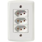 Conjunto 4x2 com 3 Tomadas 2P+T 10 A 250 V Tramontina Lux2 Branco Conjunto 4x2 com 3 Tomadas 2P+T 10 A 250 V Tramontina Lux2 Branco