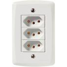 Conjunto 4x2 com 3 Tomadas 2P+T 10 A 250 V Tramontina Lux2 Branco Conjunto 4x2 com 3 Tomadas 2P+T 10 A 250 V Tramontina Lux2 Branco