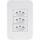 Conjunto 4x2 com 3 Tomadas 2P+T 10 A 250 V Tramontina Tablet Branco Conjunto 4x2 com 3 Tomadas 2P+T 10 A 250 V Tramontina Tablet Branco