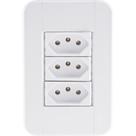 Conjunto 4x2 com 3 Tomadas 2P+T 10 A 250 V Tramontina Tablet Branco Conjunto 4x2 com 3 Tomadas 2P+T 10 A 250 V Tramontina Tablet Branco