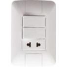 Conjunto 4x2 Con 2 Interruptores Sencillos 10 A 250 V Y 1 Tomacorriente 2p 15 A - 16 A 250 V