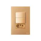 Conjunto 4x2 Interruptor 2 Teclas Simples com Tomada 10a Recta Ouro Nobre Fosca