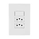 Conjunto 4x2 Tomada Dupla 10A Bivolt E Interruptor Simples 10A I9 Ilumi
