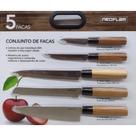 Conjunto 5 Facas De Cozinha Com Cabo De Madeira