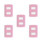 Conjunto 5 Interruptores 2 Teclas Simples Modular 4x2 Pluzie Rosa Conjunto 5 Interruptores 2 Teclas Simples Modular 4x2 Pluzie Rosa