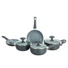 Conjunto 5 Panelas Cerâmica Cazza Tampa de Vidro Cinza