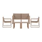 Conjunto 5 Peças Área Externa Bahamas 2 Poltronas 2 Mesas de Centro 1 Sofá 120cm em Fibra Natural Café G56 - Gran Belo