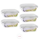 Conjunto 5 Pote 1040ml Hermético Vidro Marmita Com 4 Travas Conjunto 5 Pote 1040ml Hermético Vidro Marmita Com 4 Travas