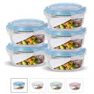 Conjunto 5 Pote Vidro Hermético Marmita Tampa Plástico 620ml