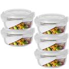 Conjunto 5 Potes 400ml Vidro Hermético Mantimentos Marmita