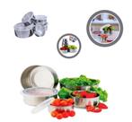 Conjunto 5 Potes Bowls Tigela Inox Tampa Hermético Redondo