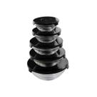 Conjunto 5 Potes de Vidro Bowl Tigela Com Tampa Marmita Alimentos Preto Branco Resistente
