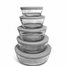 Conjunto 5 Potes de Vidro Redondo Cairo com Tampa