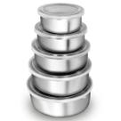 Conjunto 5 Potes Em Alumínio Vasilha Tigelas Bowl Com Tampa