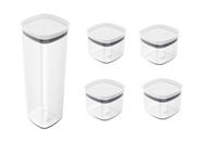 Conjunto 5 potes Herméticos BLOCK com tampa vedação OU Conjunto 5 potes Herméticos BLOCK com tampa vedação OU