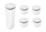 Conjunto 5 potes Herméticos BLOCK com tampa vedação OU Conjunto 5 potes Herméticos BLOCK com tampa vedação OU