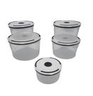 Conjunto 5 Potes Herméticos de Plástico Com Tampa Conjunto 5 Potes Herméticos de Plástico Com Tampa