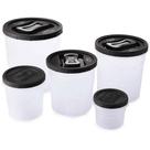 Conjunto 5 Potes Organizador Tampa de Rosca Vários Tamanhos