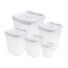 Conjunto 5 Potes Quadrados Tampa Branca 400 Plasvale