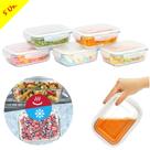 Conjunto 5 Potes Vidro Retangular 370ml Vedação Hermética