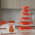 Conjunto 5 Potes Vidro Tampa Hermética Mantimentos Vermelho