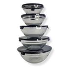 Conjunto 5 Potes Vidro Tampa Hermética Marmita Mantimentos
