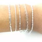 Conjunto 5 Pulseira Prata 925 Laminada Torcida Bolinha