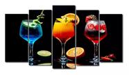Conjunto 5 Quadros Bar Drinks Coquetéis Gin Bebidas"
