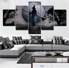 Conjunto 5 Quadros Bruxa Lua"