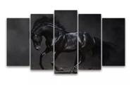 Conjunto 5 Quadros Cavalo Negro" Conjunto 5 Quadros Cavalo Negro"