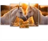 Conjunto 5 Quadros Cavalos Brancos"