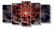 Conjunto 5 Quadros Flor Fractal Vermelha"