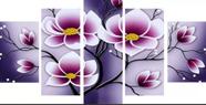 Conjunto 5 Quadros Flores,rosa,roxa" Conjunto 5 Quadros Flores,rosa,roxa"