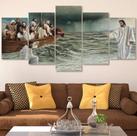 Conjunto 5 Quadros Jesus Sobre As Aguas Religioso"