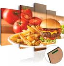 Conjunto 5 Quadros Lanche Hambúrguer"