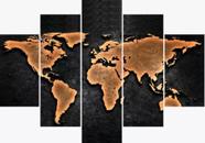 Conjunto 5 Quadros Mapa Mundi Preto " Conjunto 5 Quadros Mapa Mundi Preto "
