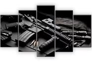 Conjunto 5 Quadros Mosaico Arma Jogo De Guerra Soldado"