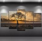 Conjunto 5 Quadros Nascer Do Sol Paisagens Natureza"