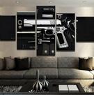 Conjunto 5 Quadros Pistola Arma De Fogo "