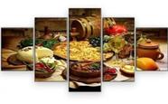 Conjunto 5 Quadros Queijos E Vinhos"