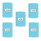 Conjunto 5 Tomadas 2P+T 10A 250V Modular com Placa 4x2 Pluzie Azul