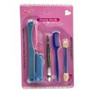 Conjunto 5em1 Kit Manicure Pinça Pincel Espatula e Escova