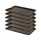 Conjunto 6 Bandejas Plásticas Self-service Refeição 48 X 32,5 X 2 Br-100 Preta - Della Plast
